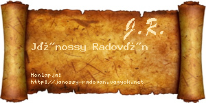 Jánossy Radován névjegykártya